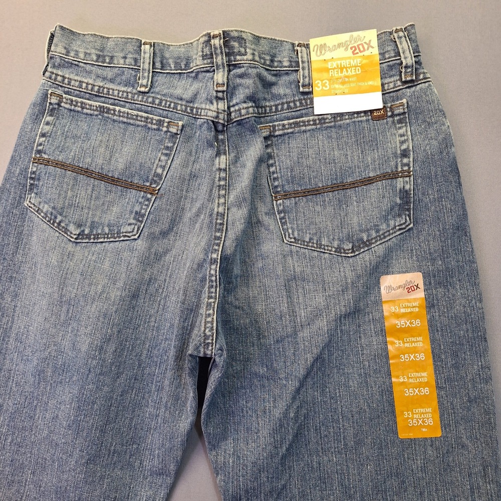 Wrangler 20X Extreme Relaxed Straight Leg Jeans Mens 33x36 Medium Wash Denim